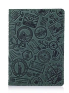 Обложка для паспорта из кожи HiArt PC-02 Shabby Alga Let's Go Travel Зелёный