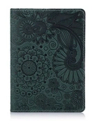 Обложка для паспорта из кожи HiArt PC-02 Mehendi Art Зелёный