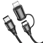 USB кабель для ноутбука и iPhone 2-in-1 HOCO X50 Combo Type-C to Type-C/Lightning (1m, 3A, 60W)
