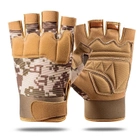 Перчатки тактические безпалые военные-армейские CAMO с защитой костяшек кулака дышащие, боевые L Песочный HW-OJ07-1 - изображение 3