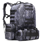 Тактический Штурмовой Военный Рюкзак ForTactic с подсумками на 50-60литров Черный питон TacticBag - изображение 1