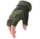 Перчатки тактические штурмовые (велоперчатки, мотоперчатки) BattleWolf беспалые Green р.L - изображение 6