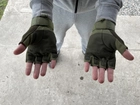 Тактические беспалые перчатки цвет хаки с двумя фиксаторами - зображення 2