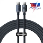 USB кабель Type-C на Type-C для iPad/Android/ПК/MacBook Baseus Crystal Shine Series (100W, 2m). Black