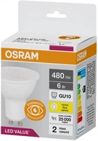 Лампа светодиодная 6W 220V 480lm 3000К GU10 50х54mm рефлекторная [4058075689626] led par16 OSRAM