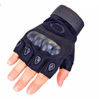 Військові рукавички без пальців розмір М (штурмові, похідні, армійські, захисні, мисливські) Чорні - зображення 1