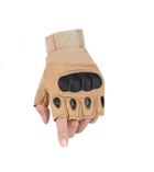 Перчатки тактические Combat без пальцев, с кастеткой, бежевые, размер М - изображение 1