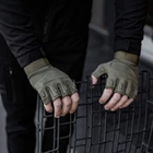 Тактические военные перчатки без пальцев (размер М) Цвет - Хаки - изображение 4