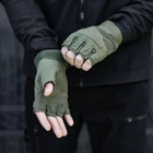 Тактические военные перчатки без пальцев (размер М) Цвет - Хаки - изображение 6