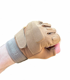 Тактичні військові рукавички без пальців (розмір М) Колір - Койот - зображення 5