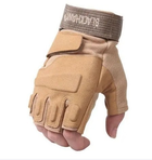 Тактичні військові рукавички без пальців (розмір М) Колір - Койот - зображення 6