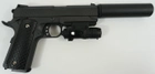 Страйкбольный спринговый пистолет Galaxy Colt 1911PD с глушителем и лазерным прицелом на пульках BB 6 мм металлический - изображение 2