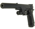 Страйкбольный спринговый пистолет Galaxy Colt M1911 с глушителем и лазерным прицелом на пульках BB 6 мм металлический Black - изображение 2