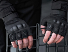 Перчатки UA Перчатки тактические военные беспалые черные без пальцев - изображение 5