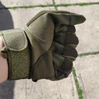 Перчатки тактические Combat-1; XL (22-24см); Полнопалые; Зеленые. Штурмовые перчатки Комбат ХЛ. - изображение 9