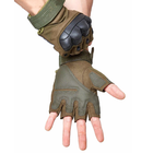 Тактичні, штурмові безпалі рукавички (велоперчатки, мотоперчатки) TG-04 Green L - зображення 3