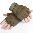 Тактичні, штурмові безпалі рукавички (велоперчатки, моторукавички) BattleWolf Green XL - зображення 2