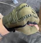 Штурмовые тактические перчатки без пальцев (универсальный размер) Хаки - изображение 2