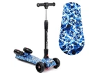 Детский трехколесный самокат Best Scooter 46189 MAXI с музыкой, подсветкой и эффектом дыма из турбин, Синяя абстракция
