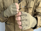 Перчатки тактические без пальцев COMBAT размер XL армейские цвет хаки штурмовые летние - изображение 3