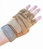 Перчатки тактические без пальцев COMBAT размер L летние песочные армейские штурмовые со вставками - изображение 1