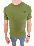 Футболка ЗСУ с крестом , летняя военная футболка Олива мужская , тактическая футболка военнослужащих ВСУ Размер L (50) - изображение 1