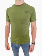 Футболка ЗСУ с крестом , летняя военная футболка Олива мужская , тактическая футболка военнослужащих ВСУ Размер L (50) - изображение 3