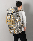 Рюкзак тактичний дорожній армійський для кемпінгу камуфляжний сірий 80 літрів - зображення 6