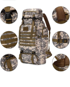 Рюкзак тактичний дорожній армійський для кемпінгу камуфляжний сірий 80 літрів - зображення 13