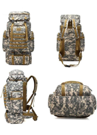 Рюкзак тактичний дорожній армійський для кемпінгу камуфляжний сірий 80 літрів - зображення 14
