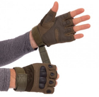 Перчатки тактические без пальцев COMBAT размер L армейские цвет хаки штурмовые с защитными вставками летние - изображение 7
