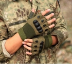 Перчатки тактические без пальцев COMBAT размер L армейские цвет хаки штурмовые с защитными вставками летние - изображение 8
