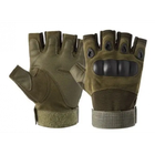 Захисні тактичні рукавички, без пальців (розмір L) у кольорі олива - зображення 4