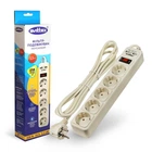 Мережевий фільтр-подовжувач SVITTEX 1.5м + 2*USB 5V 2.1A 5 розеток із заземленням та вимикачем 2200Вт 250В 10А