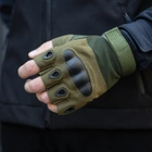 Тактичні рукавички, безпалі, з накладкою, хакі L - зображення 2