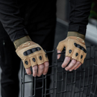 Тактические перчатки, беспалые, с накладкой, Cayote M - изображение 1