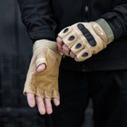 Тактичні рукавички, безпалі, з накладкою, Cayote M - зображення 4