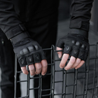 Тактичні рукавички, безпалі, з накладкою, Чорні M - зображення 4