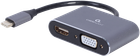 Адаптер-переходник Cablexpert USB Type-C - HDMI, VGA 0.15 м Серый (A-USB3C-HDMIVGA-01)