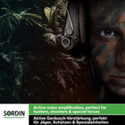 Тактичні навушники Sordin Supreme Pro-X Active - EN 352 - Версія з камуфляжною тканиною, подушкою з піни та зеленими капсулами - зображення 2