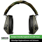 Тактичні навушники Sordin Supreme Pro-X Active - EN 352 - Версія з камуфляжною тканиною, подушкою з піни та зеленими капсулами - зображення 5