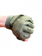 Тактические перчатки с открытыми пальцами военные перчатки цвет олива размер L 1 пара - изображение 6