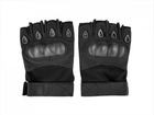 Тактические перчатки военные с открытыми пальцами Армейские перчатки с косточками цвет черный размер XL 1 пара - изображение 4