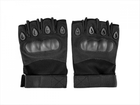 Тактические перчатки военные с открытыми пальцами Армейские перчатки с косточками цвет черный размер XL 1 пара - изображение 4