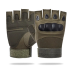 Перчатки тактические с открытыми пальцами летние с косточками Темный Хаки - изображение 6