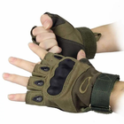 Летние тактические перчатки с открытыми пальцами с косточками Светлый Хаки - изображение 4