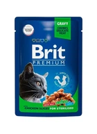 Вологий корм Brit premium для стерилізованих котів з куркою 100 г