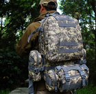 Рюкзак тактический армейский камуфляжный пиксельный серый 56 литров з сумочками - изображение 8