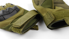 Тактические перчатки беспалые Green L - изображение 5