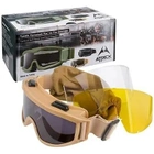 Тактические защитные очки. 3 сменных линз. Турция, тактическая маска противоосколочная, противотуманная ATTACK - изображение 1